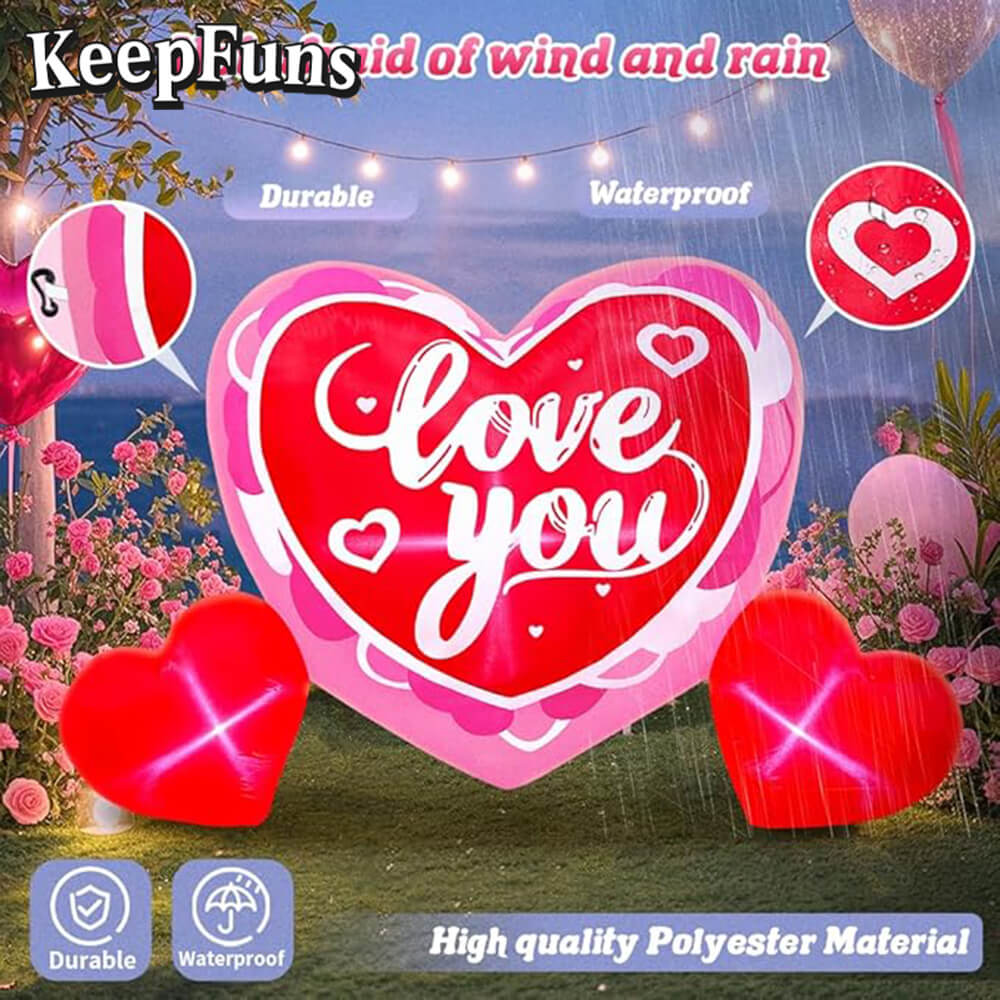 KeepFuns Valentine's Day Heart Inflatable Decoration - Outdoor, Yard, Indoor Romantic Holiday Inflatable Model