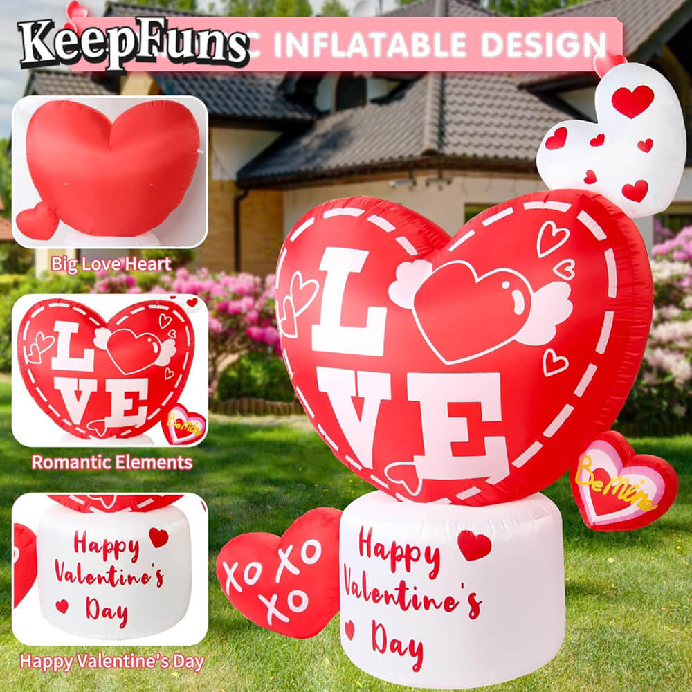 KeepFuns Valentine's Day Heart Inflatable Decoration - Outdoor, Yard, Indoor Romantic Holiday Inflatable Model