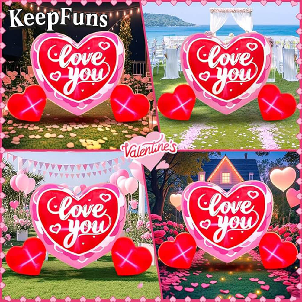 KeepFuns Valentine's Day Heart Inflatable Decoration - Outdoor, Yard, Indoor Romantic Holiday Inflatable Model