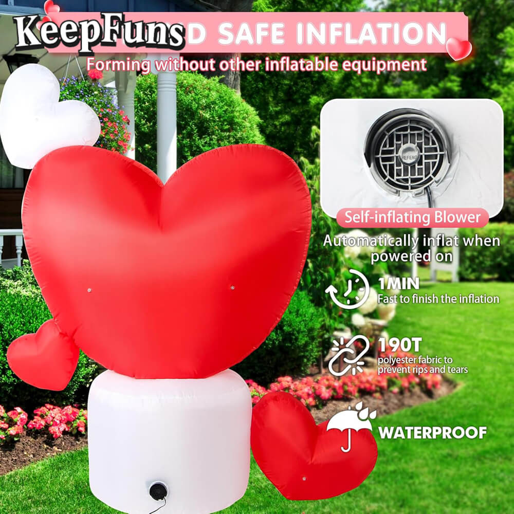 KeepFuns Valentine's Day Heart Inflatable Decoration - Outdoor, Yard, Indoor Romantic Holiday Inflatable Model