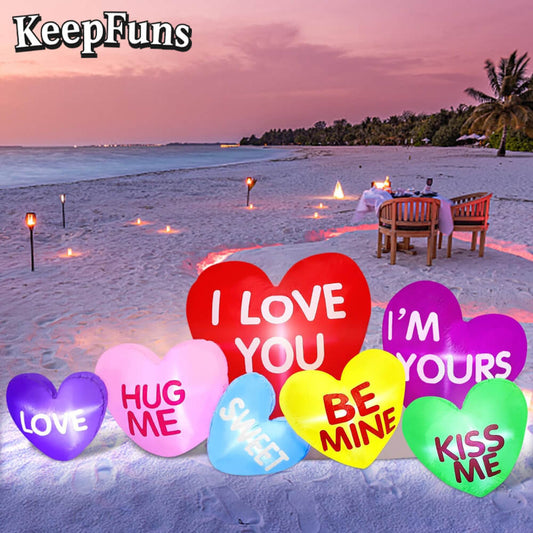 KeepFuns Valentine's Day Inflatable Heart Decoration - Outdoor Beach Indoor Romantic Atmosphere Inflatable