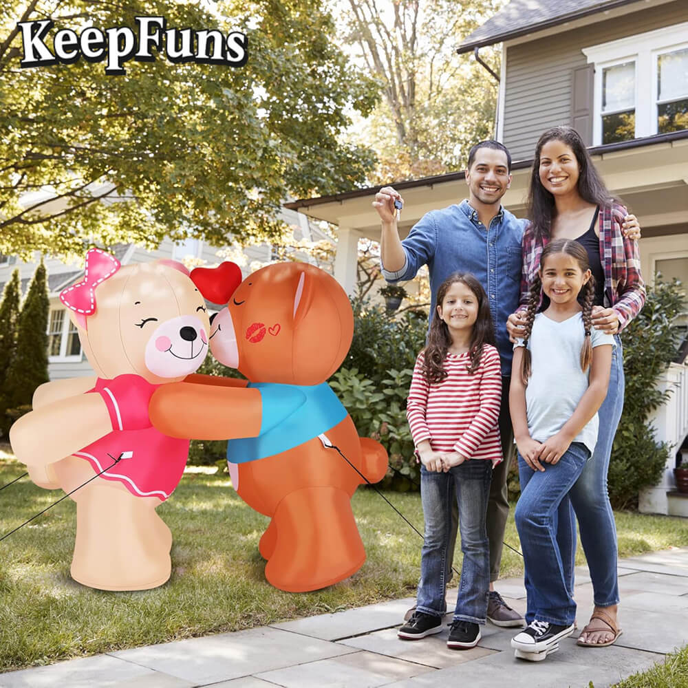 KeepFuns Valentine's Day Kissing Bear Inflatable Decoration - Romantic Holiday Inflatable Model for Outdoor and Indoor