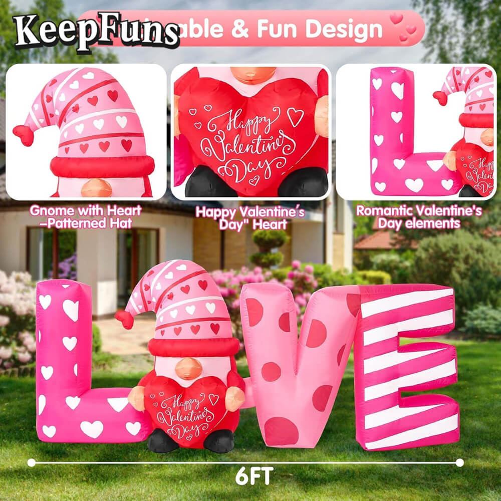 KeepFuns Valentine's Day LOVE Letter Elf Inflatable Decoration - Outdoor Yard Indoor Romantic Festival Inflatable Model