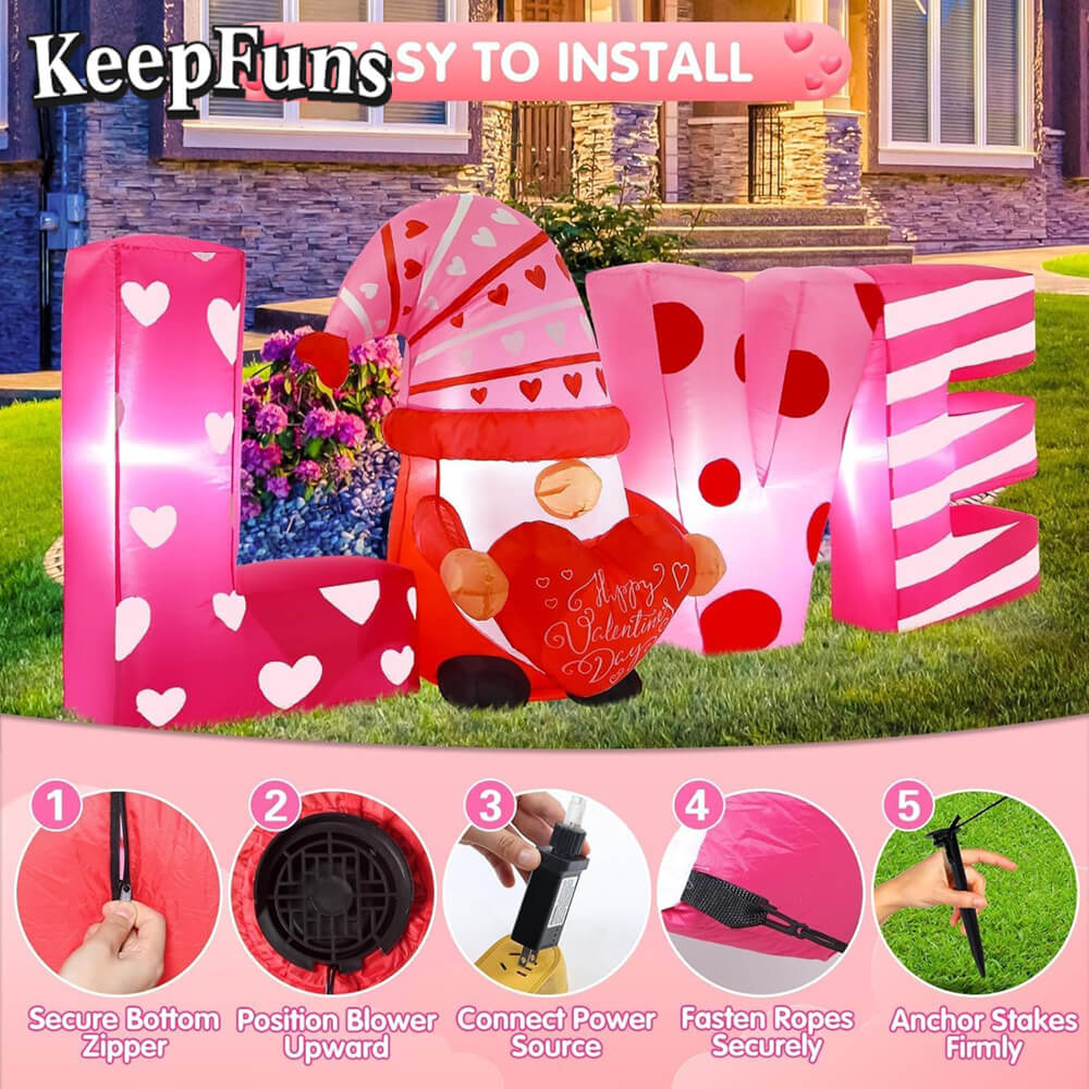 KeepFuns Valentine's Day LOVE Letter Elf Inflatable Decoration - Outdoor Yard Indoor Romantic Festival Inflatable Model