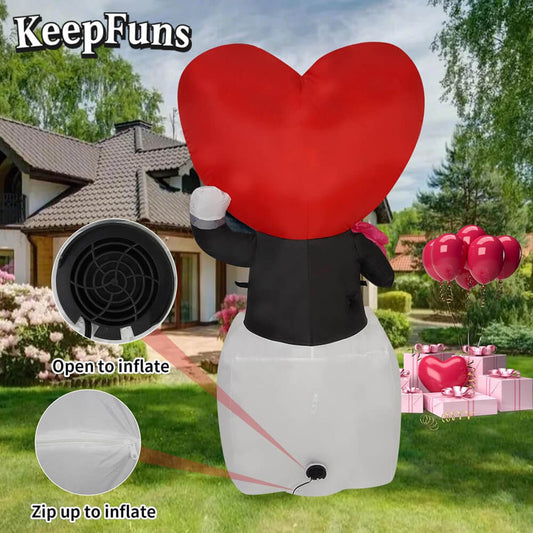 KeepFuns Valentine's Day Love Doll Inflatable Decoration - Indoor and Outdoor Romantic Holiday Atmosphere Decoration Inflatable Model