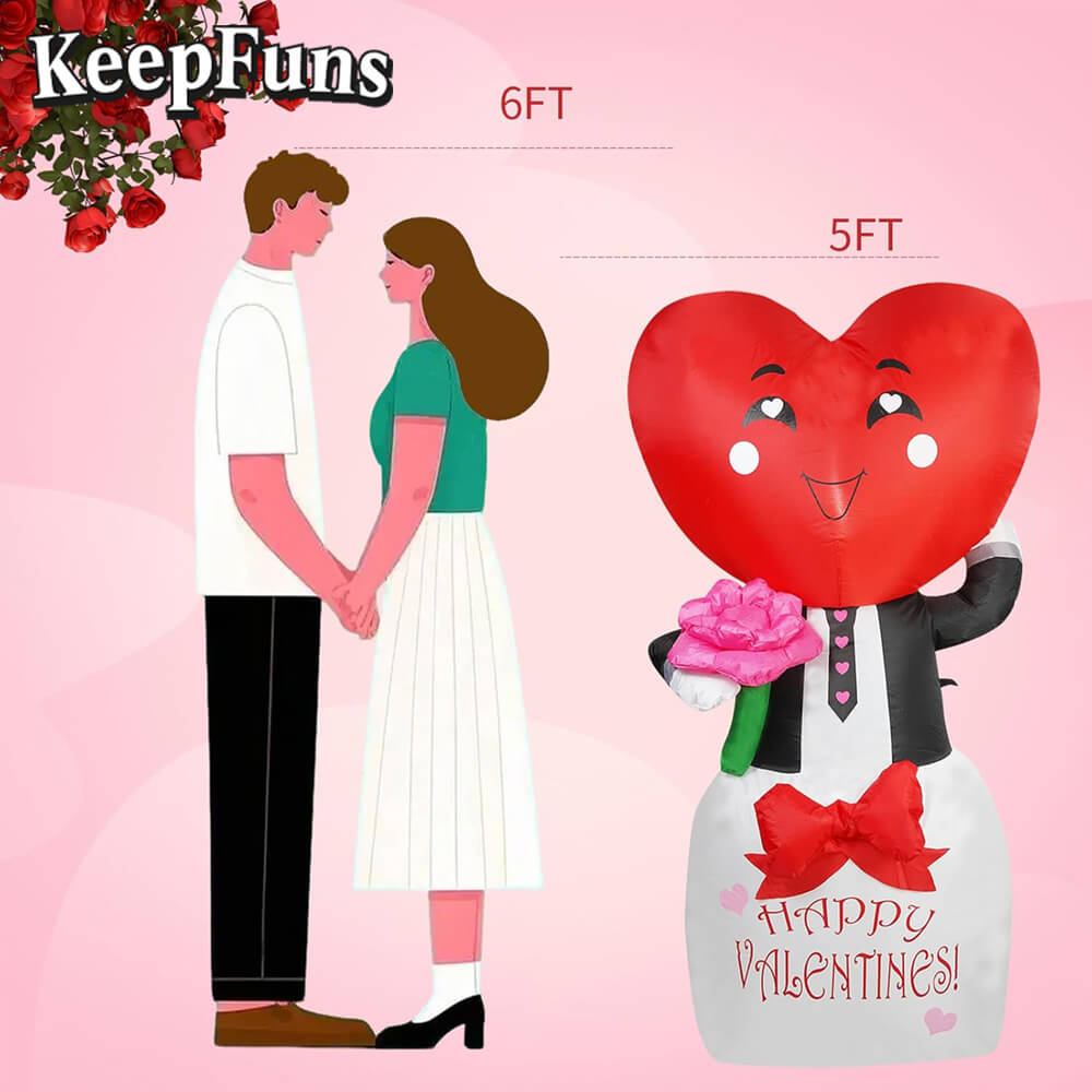 KeepFuns Valentine's Day Love Doll Inflatable Decoration - Indoor and Outdoor Romantic Holiday Atmosphere Decoration Inflatable Model