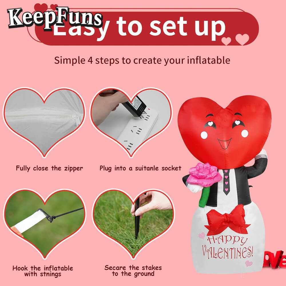 KeepFuns Valentine's Day Love Doll Inflatable Decoration - Indoor and Outdoor Romantic Holiday Atmosphere Decoration Inflatable Model