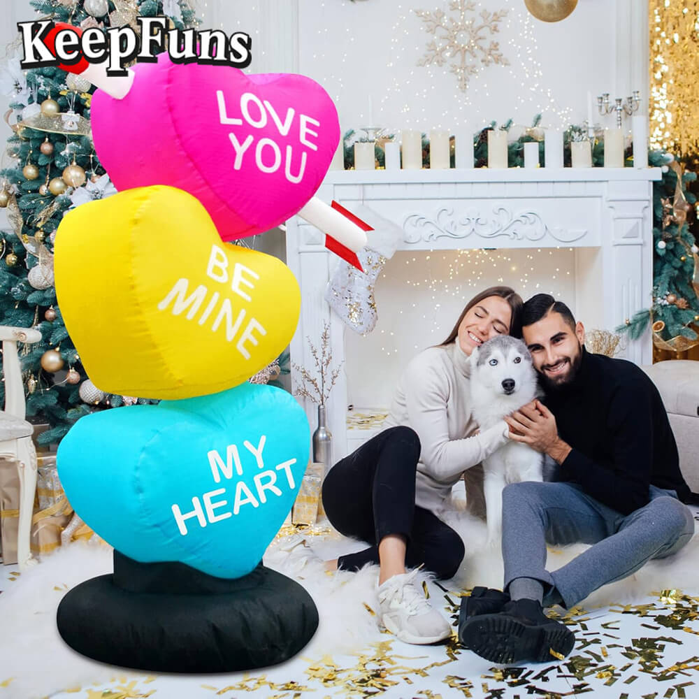 KeepFuns Valentine's Day Love Pillar Inflatable Decoration - Indoor and Outdoor Romantic Holiday Atmosphere Decoration Inflatable Model