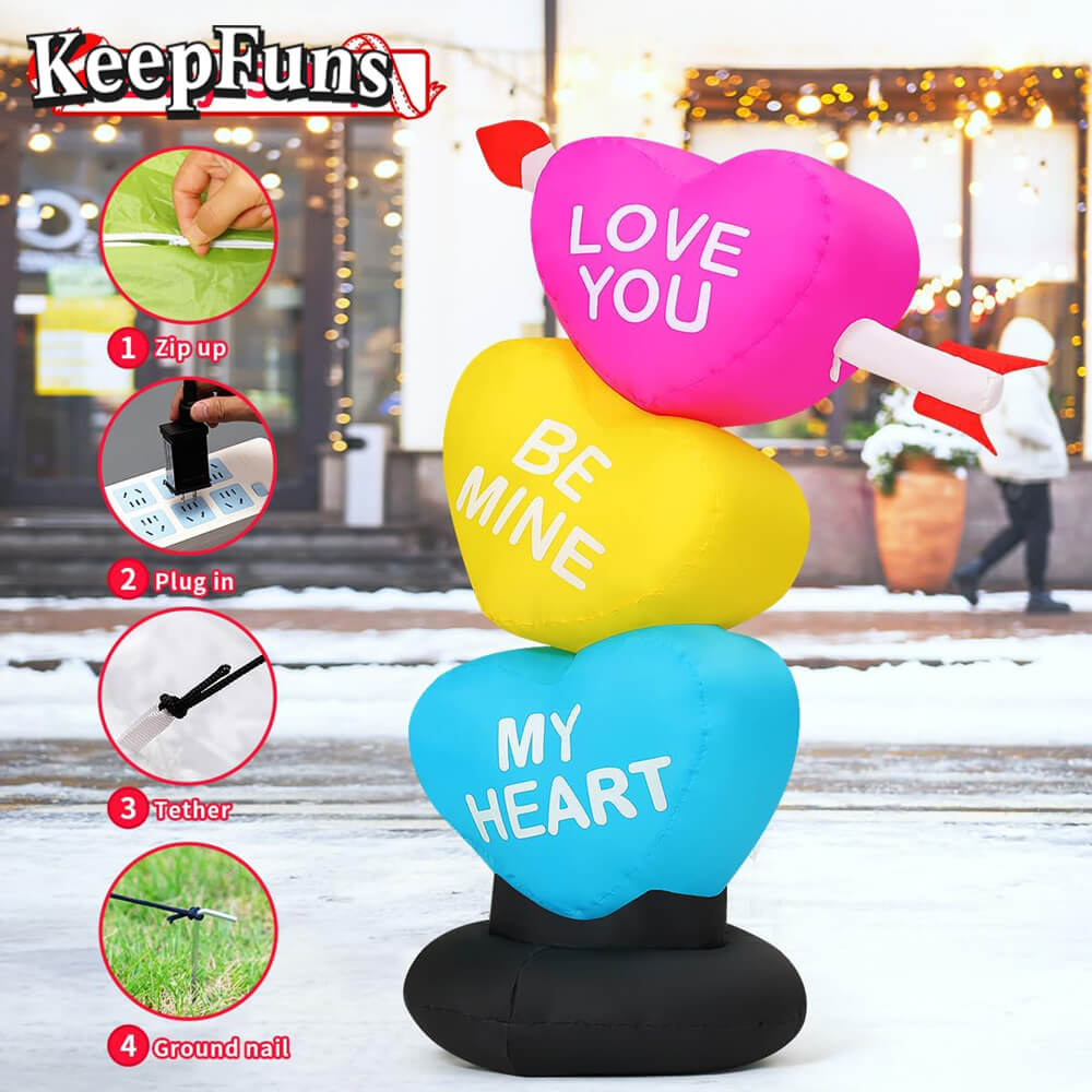 KeepFuns Valentine's Day Love Pillar Inflatable Decoration - Indoor and Outdoor Romantic Holiday Atmosphere Decoration Inflatable Model