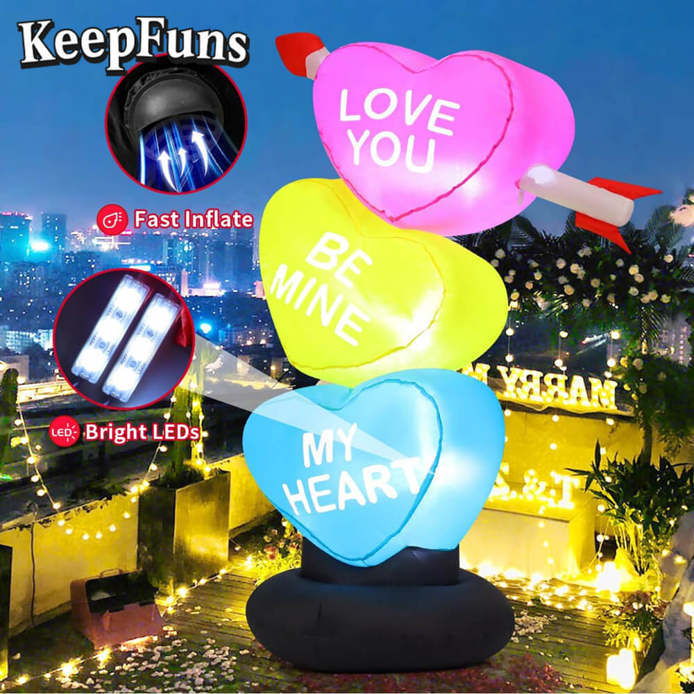 KeepFuns Valentine's Day Love Pillar Inflatable Decoration - Indoor and Outdoor Romantic Holiday Atmosphere Decoration Inflatable Model