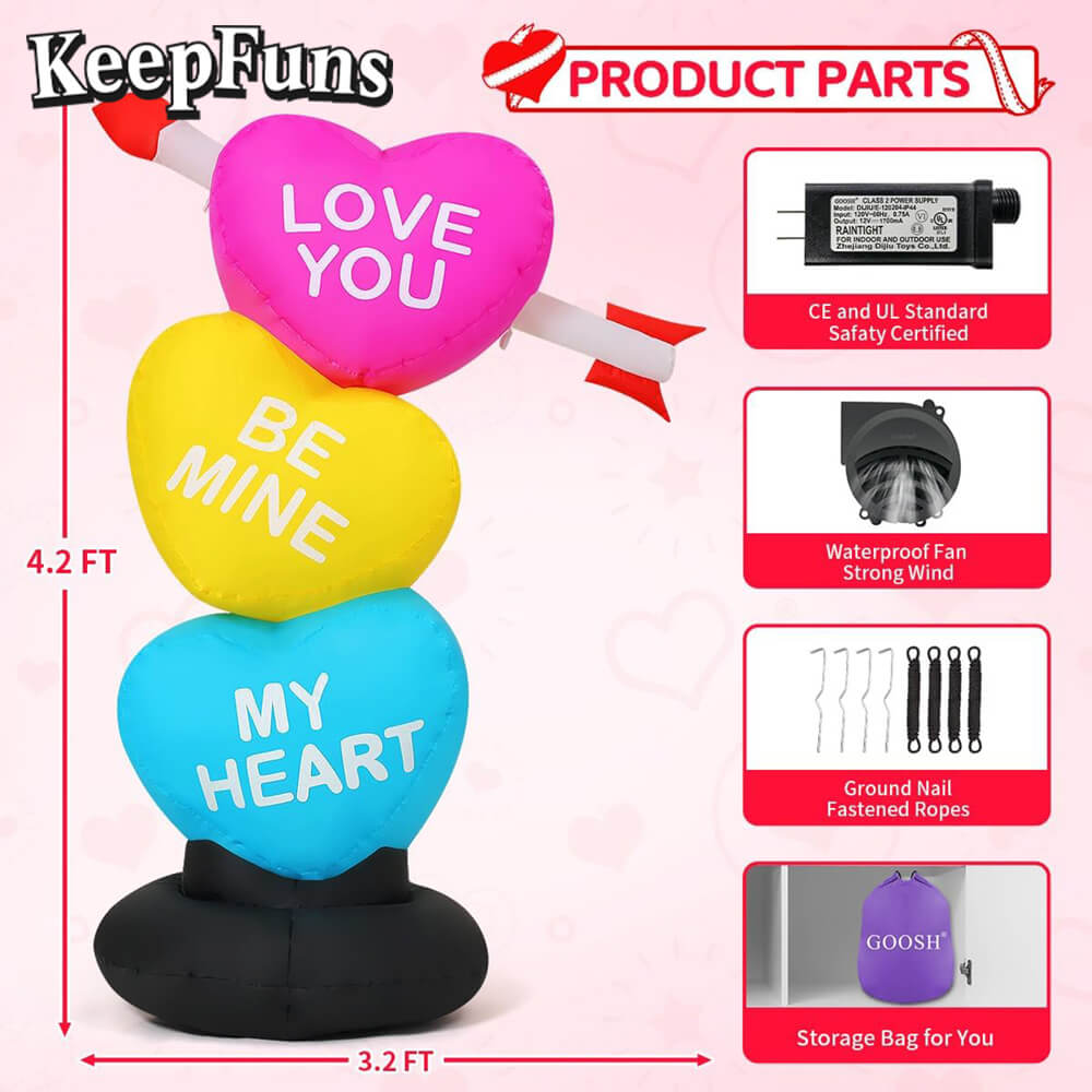 KeepFuns Valentine's Day Love Pillar Inflatable Decoration - Indoor and Outdoor Romantic Holiday Atmosphere Decoration Inflatable Model