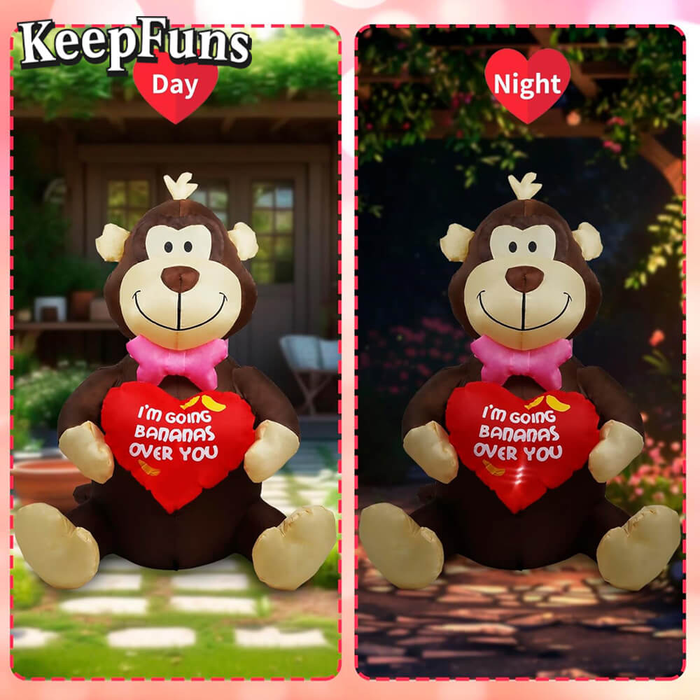 KeepFuns Valentine's Day Monkey Heart Inflatable Decoration - Indoor Romantic Holiday Atmosphere Decoration Inflatable Model
