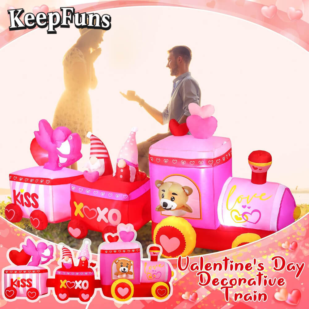 KeepFuns Valentine's Day Train Inflatable Decoration - Outdoor Garden Romantic Festival Inflatable Model