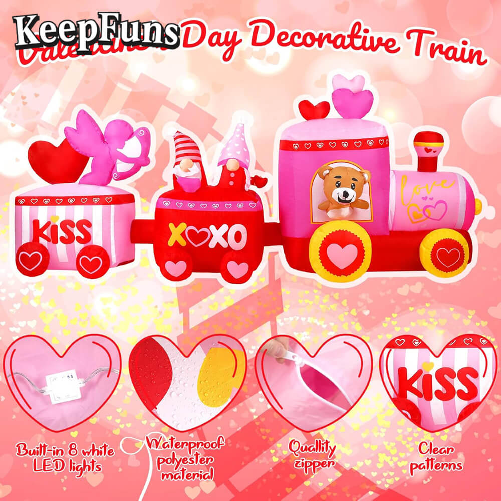 KeepFuns Valentine's Day Train Inflatable Decoration - Outdoor Garden Romantic Festival Inflatable Model
