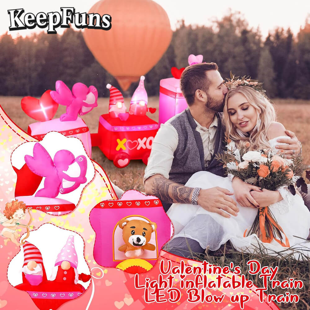 KeepFuns Valentine's Day Train Inflatable Decoration - Outdoor Garden Romantic Festival Inflatable Model