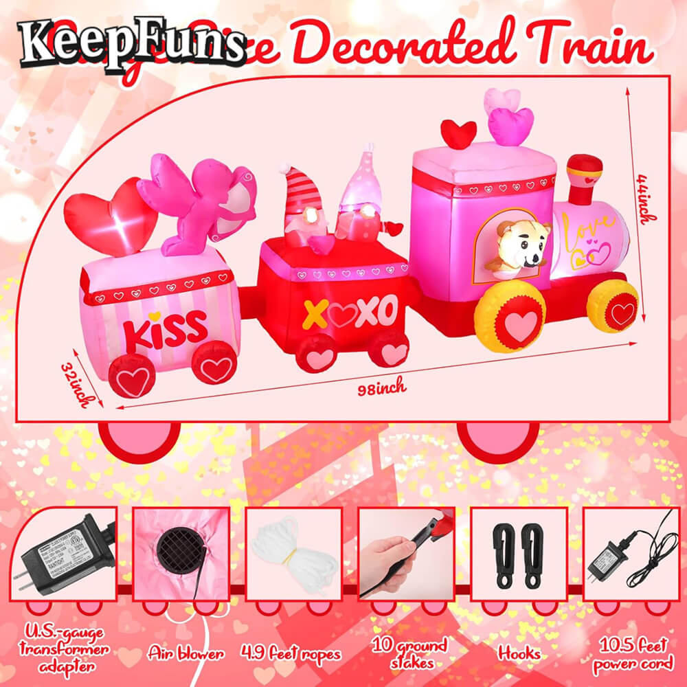 KeepFuns Valentine's Day Train Inflatable Decoration - Outdoor Garden Romantic Festival Inflatable Model