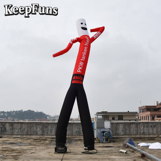 KeepFuns red and black color humanoid inflatable dancer advertising model gas station drainage inflatable model outdoor promotional props