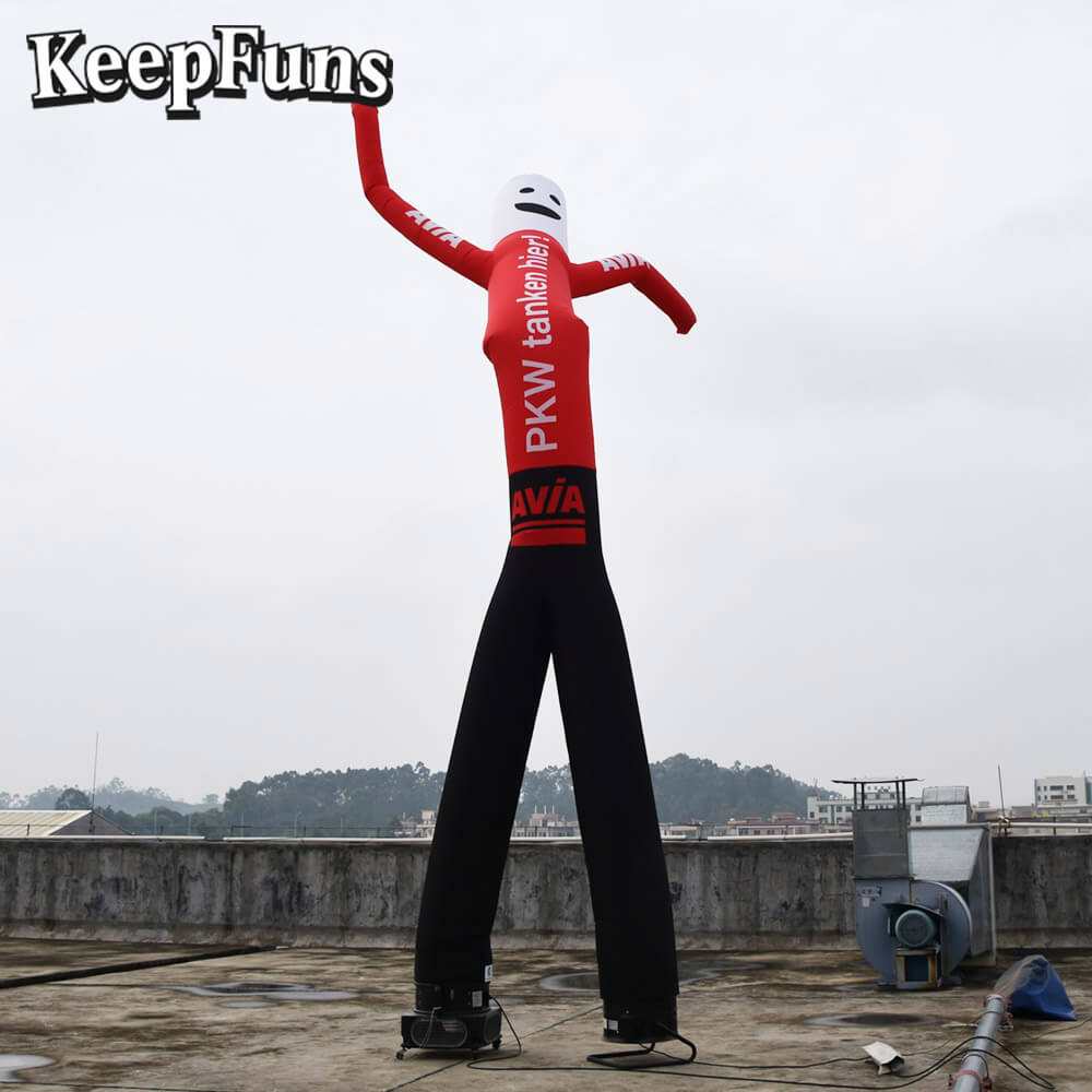 KeepFuns red and black color humanoid inflatable dancer advertising model gas station drainage inflatable model outdoor promotional props