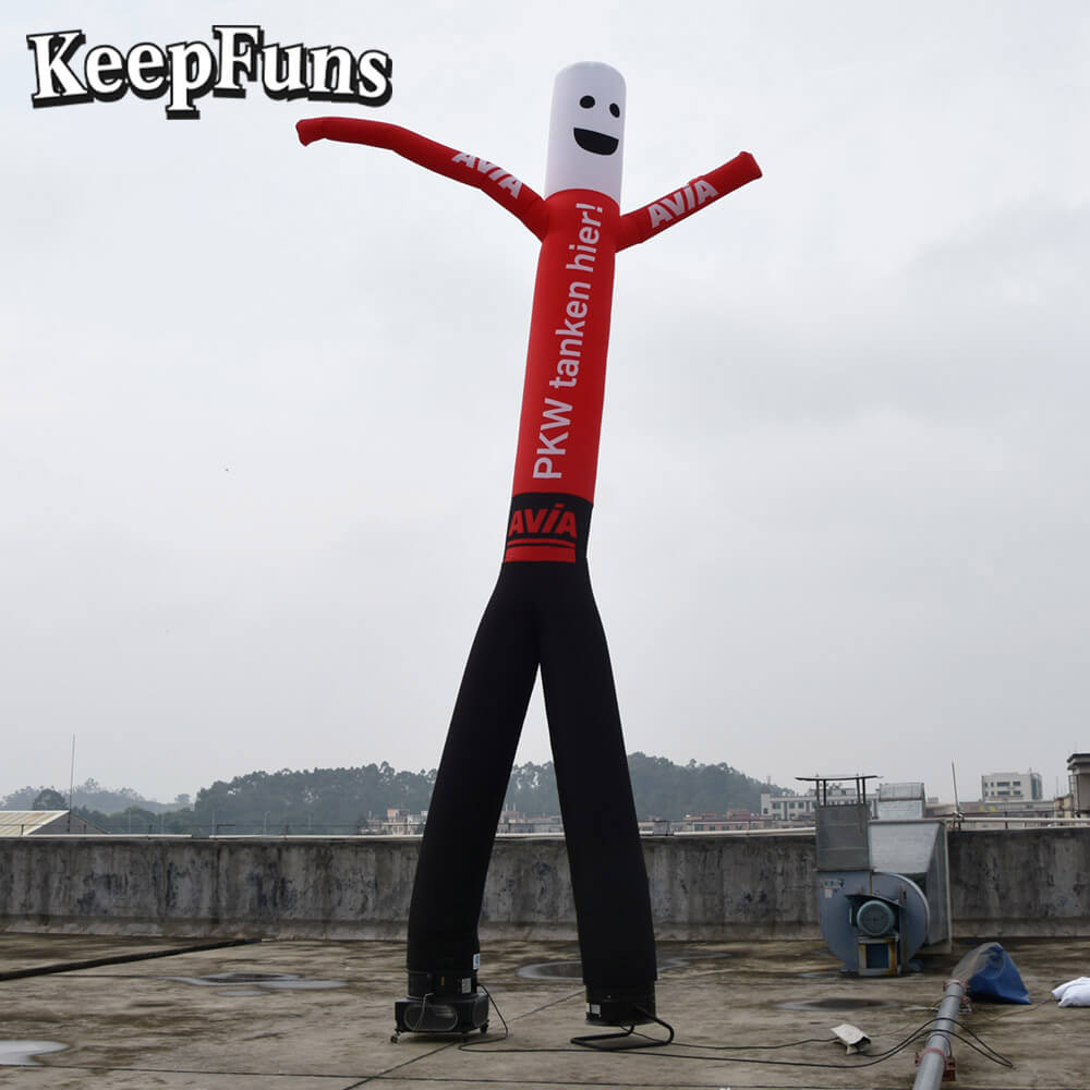 KeepFuns red and black color humanoid inflatable dancer advertising model gas station drainage inflatable model outdoor promotional props