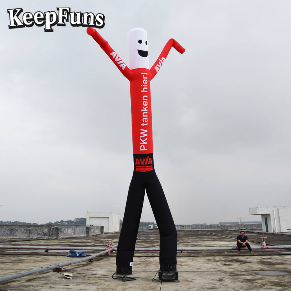 KeepFuns red and black color humanoid inflatable dancer advertising model gas station drainage inflatable model outdoor promotional props