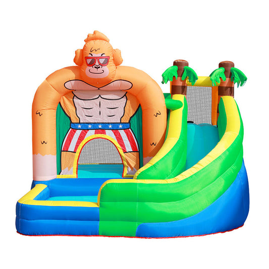 KeepFuns King Kong theme inflatable amusement park, children's slide castle trampoline, outdoor parent-child interactive amusement facilities, colorful cartoon water park
