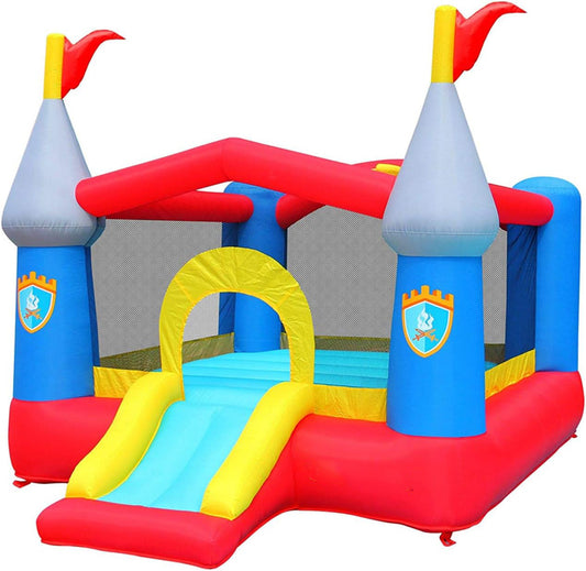 KeepFuns Knight Castle Inflatable Castle Children's Slide Trampoline Park Outdoor Parent-Child Interactive Playground Red and Blue Contrast Inflatable Toys