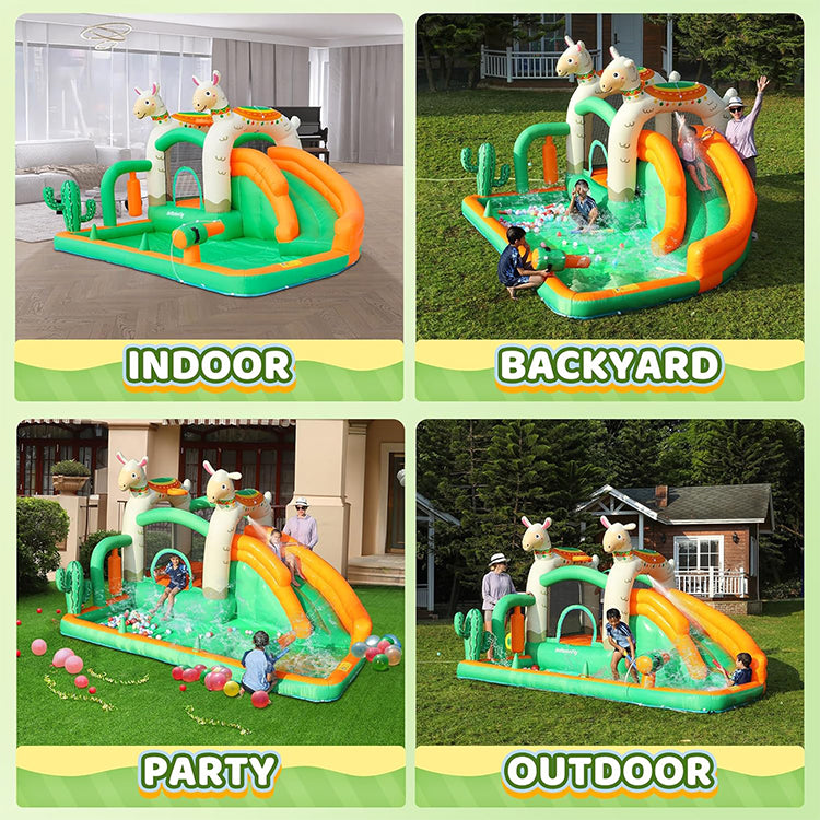 KeepFuns Lamb theme inflatable amusement park, children's water slide park, outdoor parent-child interactive water park, family courtyard inflatable amusement facilities