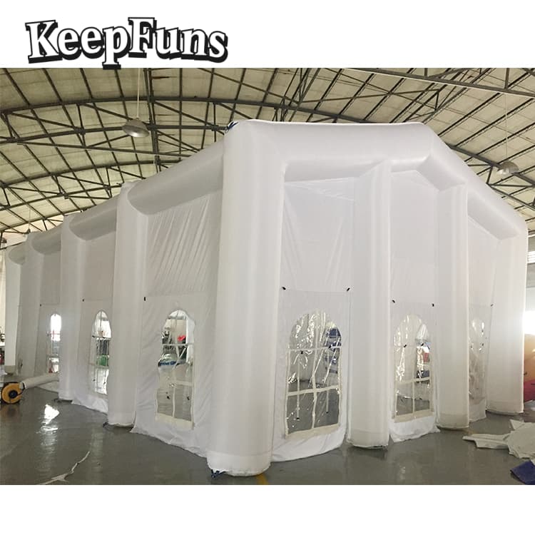 KeepFuns White large inflatable tent, easy to set up, lightweight, sturdy, customizable in size, color and printed content, suitable for wedding parties, gathering parties, night discos, etc.