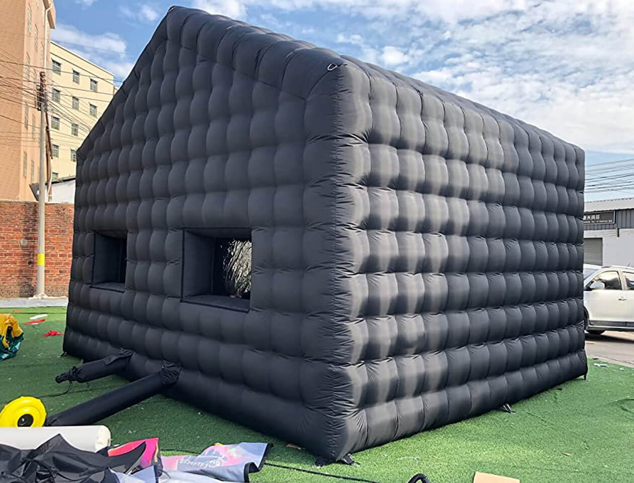 KeepFuns Large black inflatable tent outdoor temporary event venue exhibition party storage inflatable tent