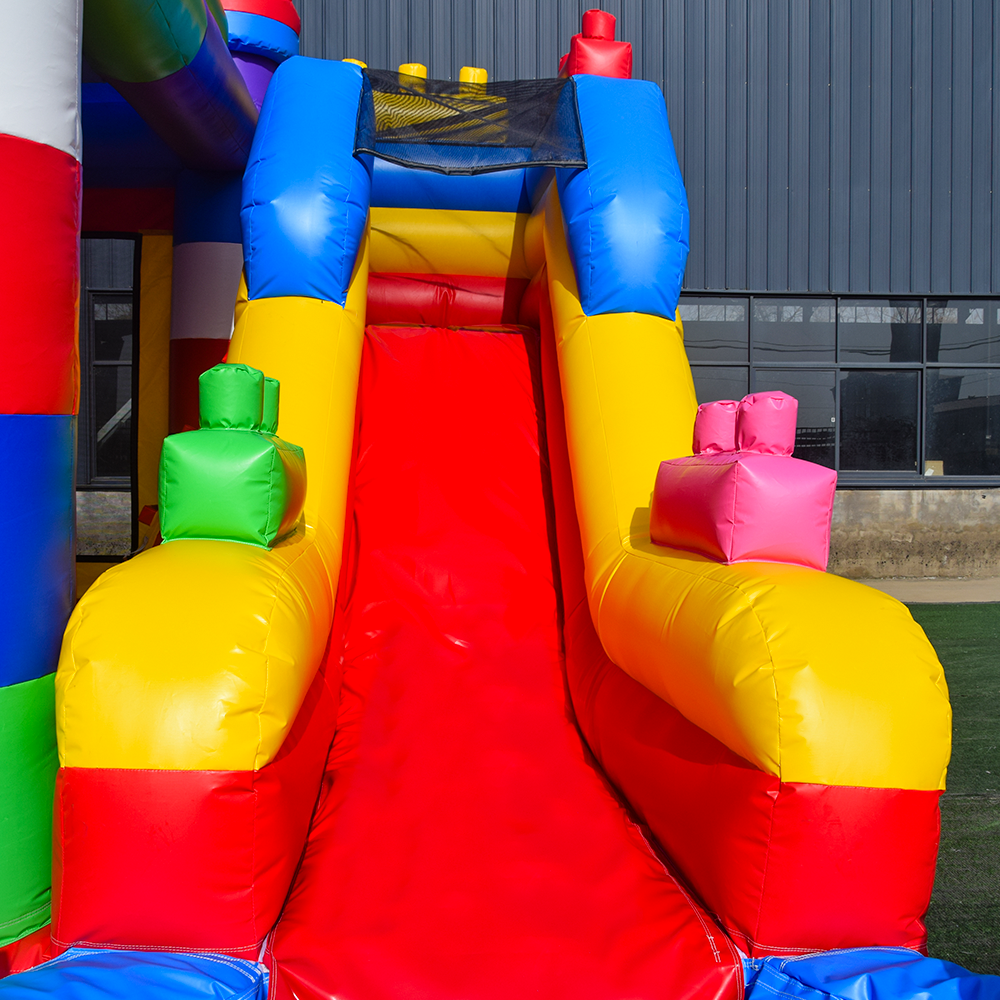 KeepFuns Large inflatable amusement park, children's castle slide trampoline park, outdoor parent-child interactive amusement facilities, colorful building block themed inflatable toys