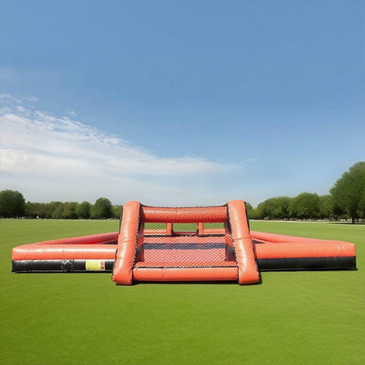 KeepFuns Large inflatable football field Orange and black contrasting outdoor sports facilities Parent-child team sports football park