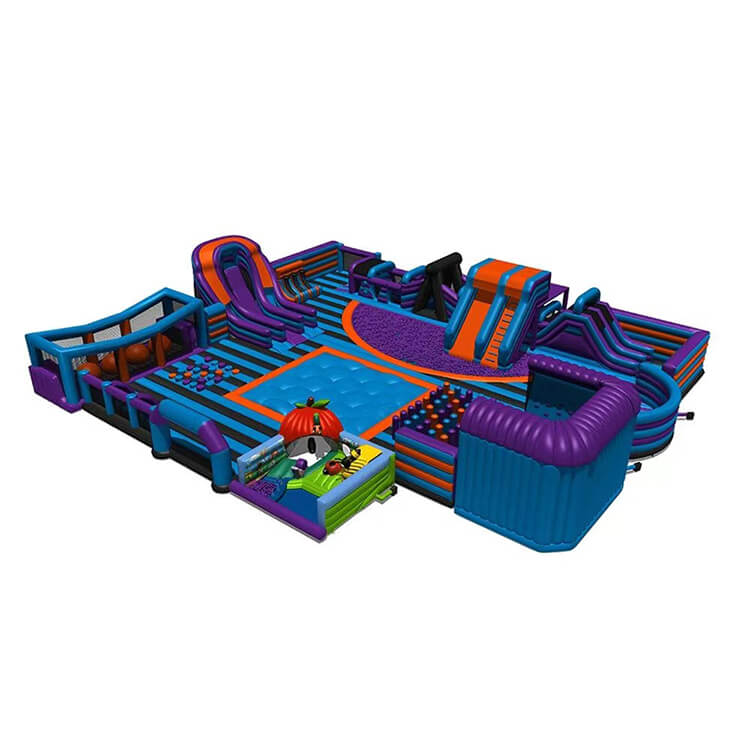 KeepFuns Large inflatable land obstacle course park, blue, purple and orange color matching multifunctional outdoor competitive entertainment equipment