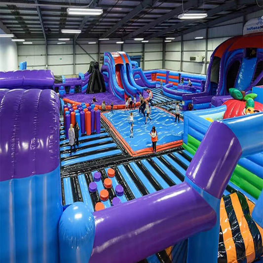 KeepFuns Large inflatable land obstacle course park, blue, purple and orange color matching multifunctional outdoor competitive entertainment equipment