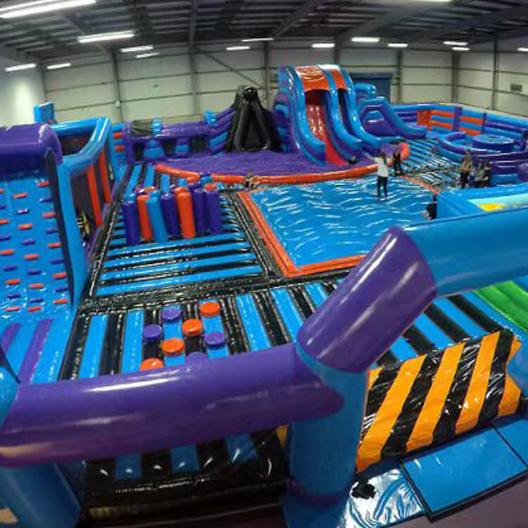KeepFuns Large inflatable land obstacle course park, blue, purple and orange color matching multifunctional outdoor competitive entertainment equipment