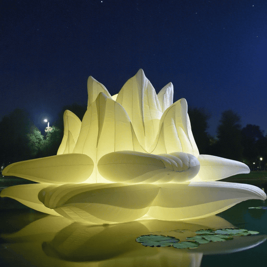 KeepFuns Large inflatable lotus art installation, outdoor light festival display props, night-time luminous landscape inflatable model