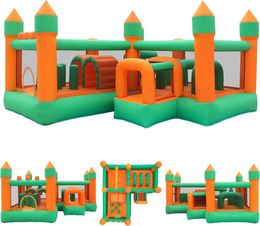 KeepFuns Large inflatable obstacle course Children's castle trampoline park Outdoor parent-child interactive amusement facilities Colorful maze inflatable toys