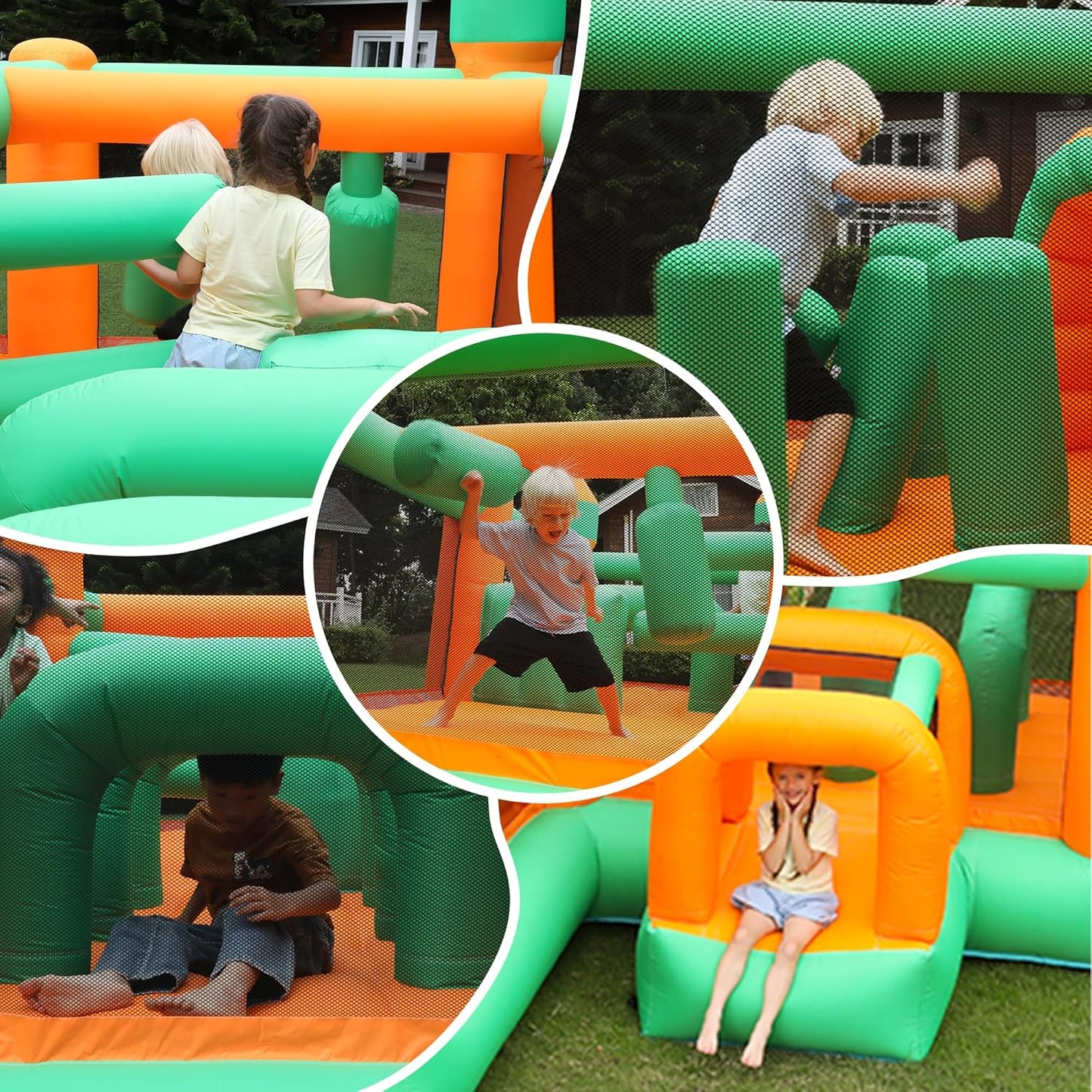 KeepFuns Large inflatable obstacle course Children's castle trampoline park Outdoor parent-child interactive amusement facilities Colorful maze inflatable toys