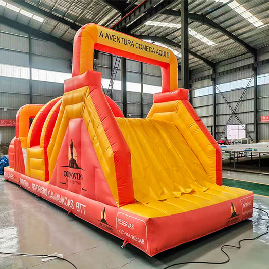 KeepFuns Large inflatable obstacle course outdoor adult children's amusement facilities red and yellow inflatable adventure toy