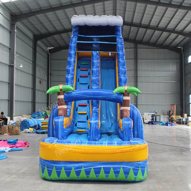 KeepFuns Large inflatable slide Outdoor water park slide facilities Blue and yellow contrast inflatable water slide