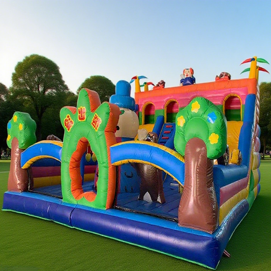 KeepFuns Large inflatable slide castle Outdoor children's playground amusement facilities Cartoon theme parent-child interactive inflatable slide