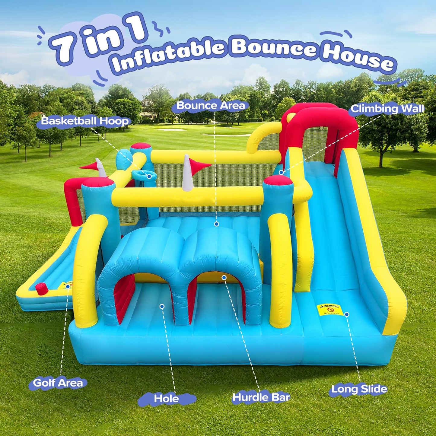 KeepFuns Large outdoor inflatable obstacle course, children's slide, climbing amusement castle, parent-child interactive multifunctional inflatable toy