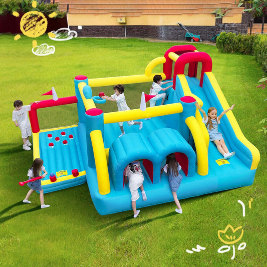 KeepFuns Large outdoor inflatable obstacle course, children's slide, climbing amusement castle, parent-child interactive multifunctional inflatable toy