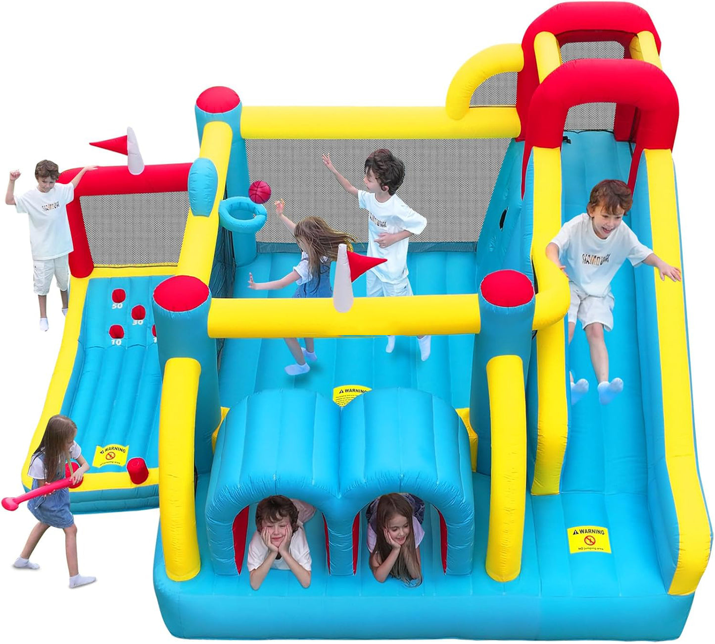 KeepFuns Large outdoor inflatable obstacle course, children's slide, climbing amusement castle, parent-child interactive multifunctional inflatable toy