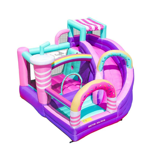 KeepFuns Macaron donut inflatable castle Children's slide trampoline park Outdoor parent-child interactive amusement facilities Candy theme inflatable toys