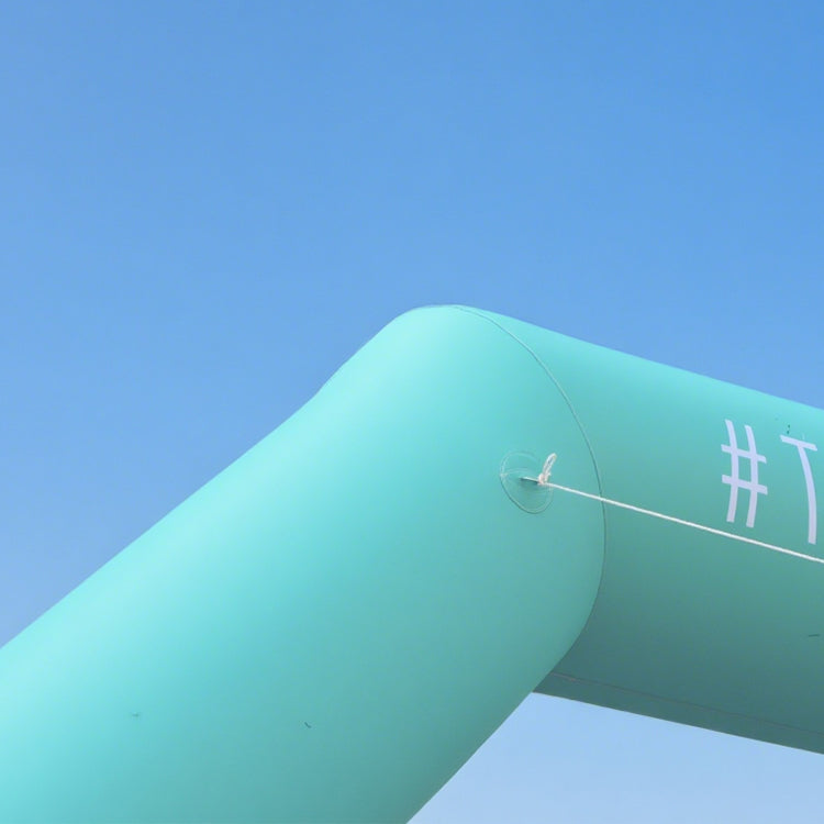 KeepFuns Mint green angled inflatable advertising arch, sports brand promotion arch, urban outdoor event arch, custom slogan LOGO arch
