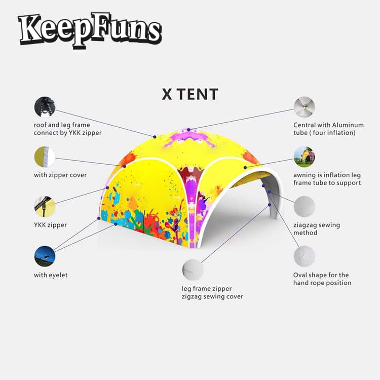 KeepFuns multi-leg inflatable tent, with customizable size and logo, inflates quickly. It is suitable for advertising, outdoor events, camping dinners, etc.