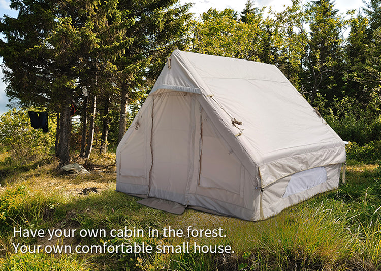 KeepFuns Multi-person outdoor inflatable tent Khaki camping tent Family camping rain and sun protection camping tent