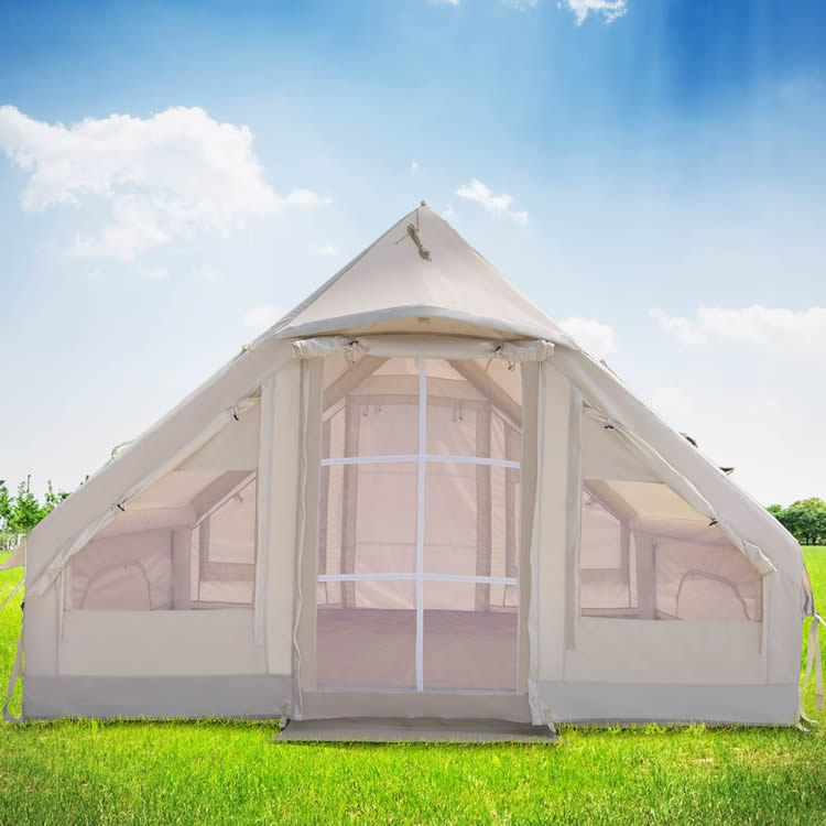 KeepFuns Multi-person outdoor inflatable tent Khaki camping tent Family camping rain and sun protection camping tent