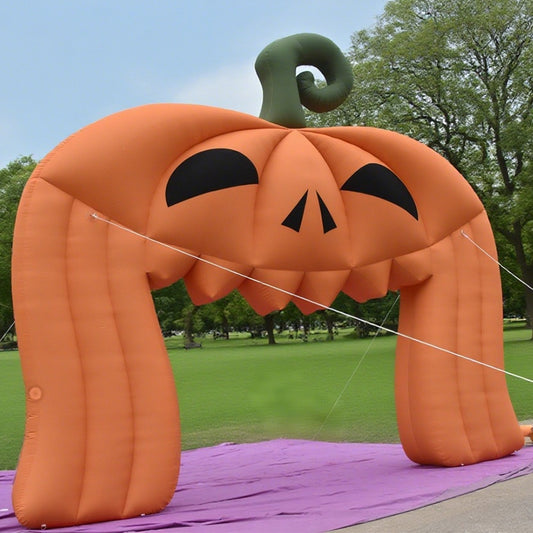 KeepFuns Orange pumpkin head special shaped advertising arch Halloween theme inflatable arch haunted house event decoration arch custom horror cartoon arch