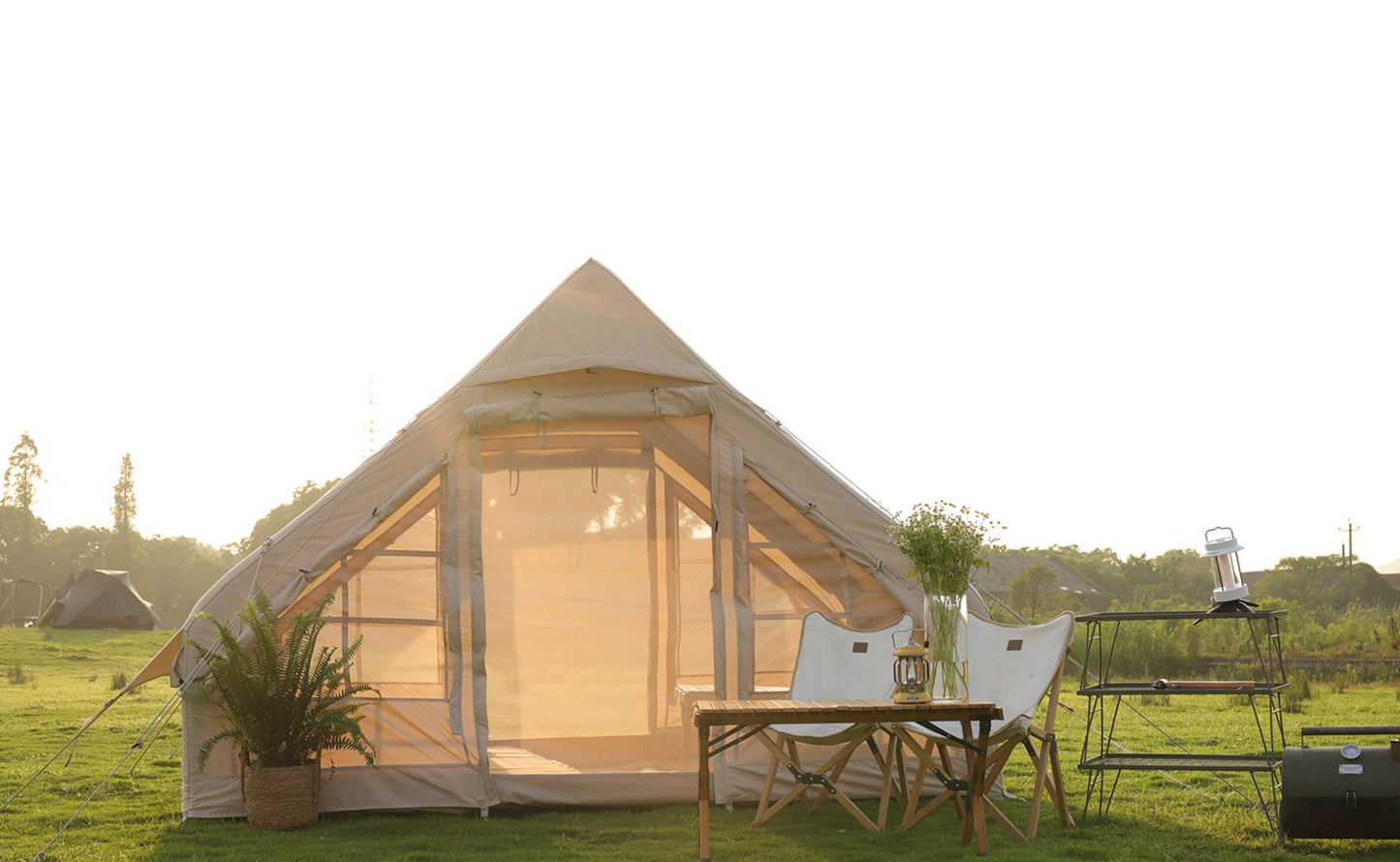 KeepFuns Outdoor camping inflatable tent luminous atmosphere family tent multi-person camping rain and sun protection camping tent